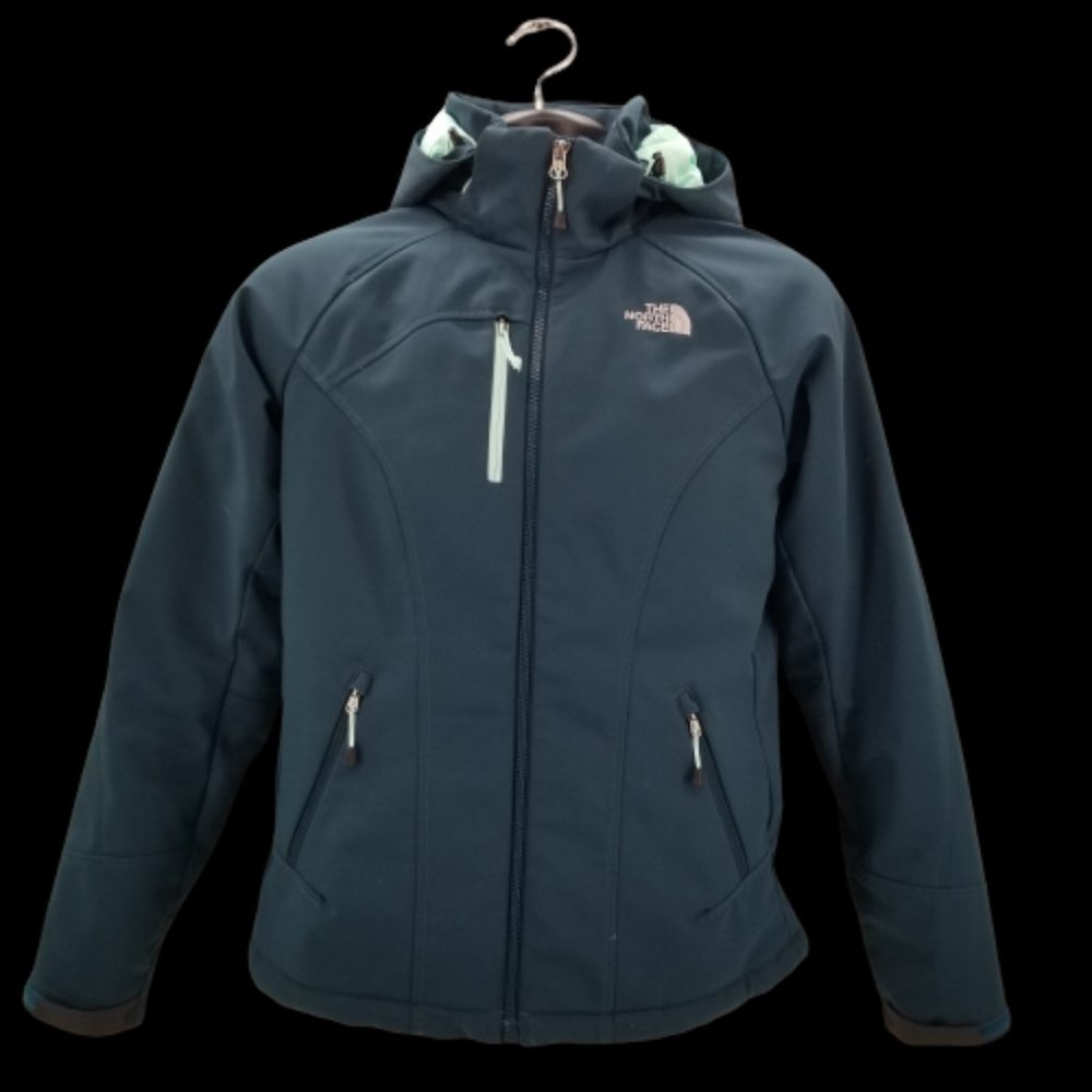 The North Face Jacket Womens Small Green Soft Shell Raschel Lined Full Zip Hood